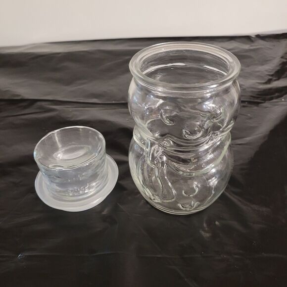 Libbey Clear glass snowman with hat lid candy jar 7.5" tall Holiday - Picture 4 of 6